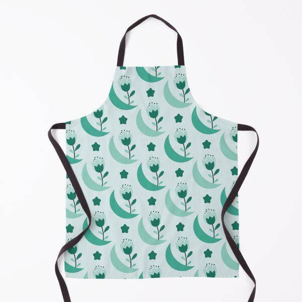 Item preview, Teal flower moon and star pattern designed and sold by PowerAntShop.