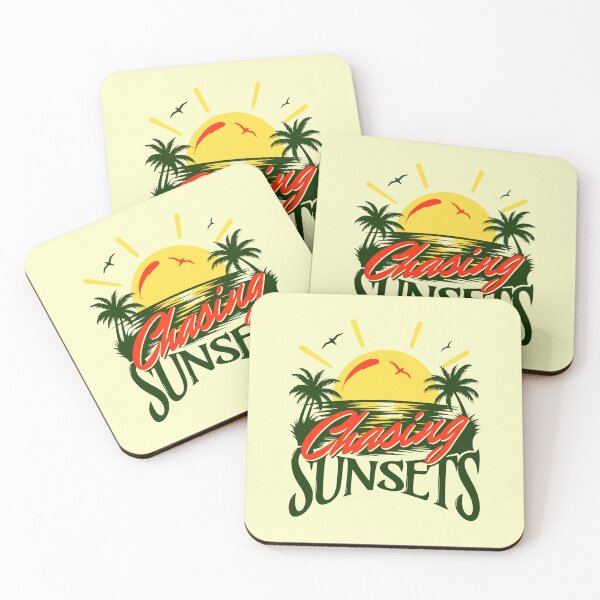 Item preview, Chasing Sunsets Exotic Green Palm Trees Jungle Island Sunset Design designed and sold by illeN-Art-World.