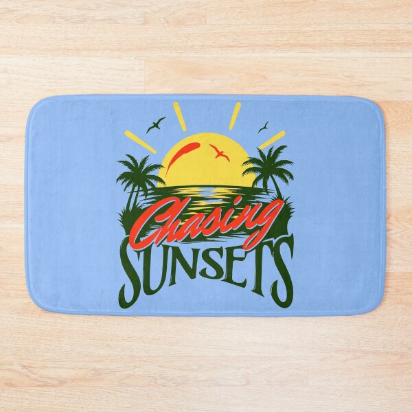 Item preview, Chasing Sunsets Exotic Green Palm Trees Jungle Island Sunset Design designed and sold by illeN-Art-World.