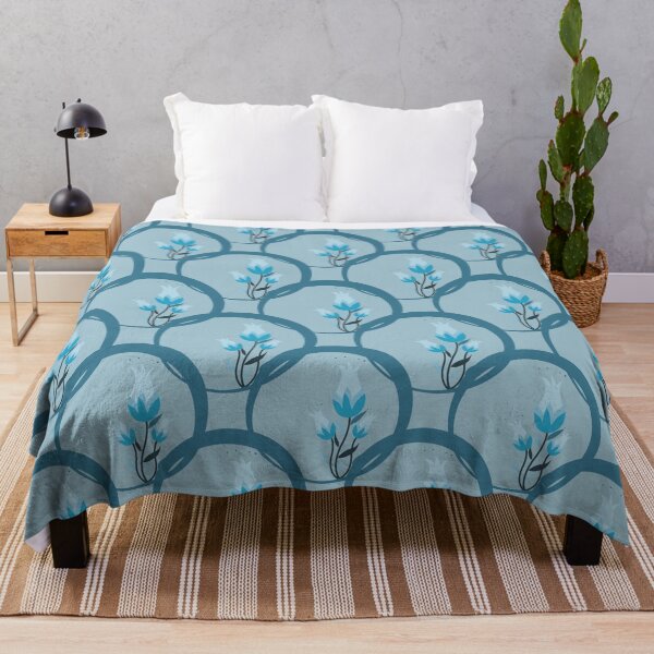 Item preview, Blue flower and circle seamless pattern designed and sold by PowerAntShop.