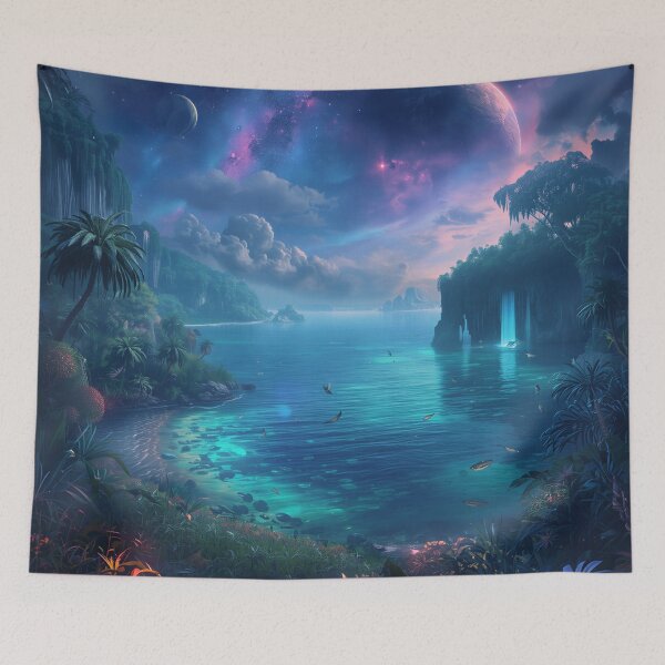 Item preview, Galactic Jungle Ocean Alien Landscape designed and sold by Luminous Wilds.