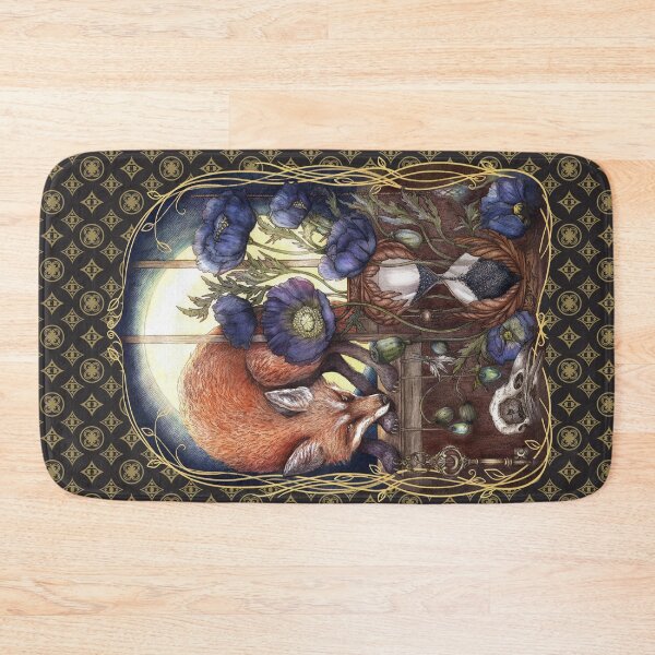 Item preview, Mystical Fox with Poppy Flowers & Hourglass - Dark Academia Botanical designed and sold by Olena Terzi.