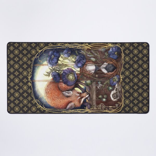 Item preview, Mystical Fox with Poppy Flowers & Hourglass - Dark Academia Botanical designed and sold by Olena Terzi.