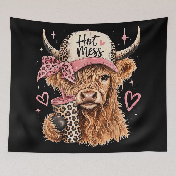Item preview, Hot Mess Highland Cow Cute Pink Western Coquette Country Girl Style designed and sold by StanaLuis.