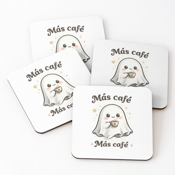 Item preview, Más Café Cute Ghost | Funny Spanish Coffee Lover Halloween Design designed and sold by BlackBoneArt.