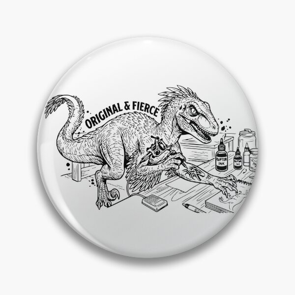 Item preview, Velociraptor Tattoo Artist Line Art designed and sold by babybirby.