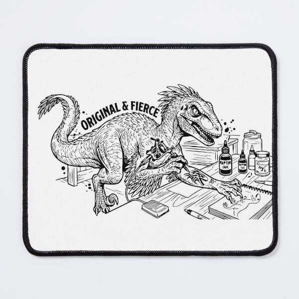 Item preview, Velociraptor Tattoo Artist Line Art designed and sold by babybirby.