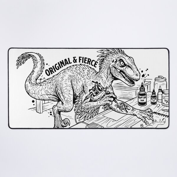 Item preview, Velociraptor Tattoo Artist Line Art designed and sold by babybirby.
