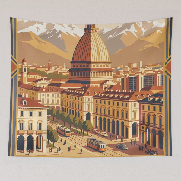 Item preview, Turin Italy Vintage Travel Poster designed and sold by Bomax121.