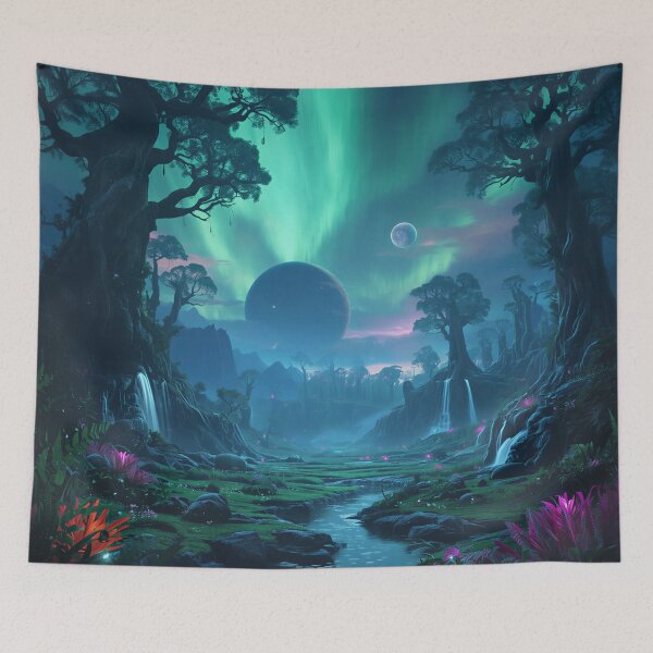 Item preview, Eternal Aurora Tree Cathedral Alien Landscape designed and sold by Luminous Wilds.