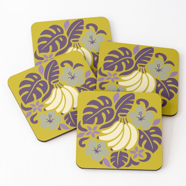 Item preview, Polynesian Banana Tifaifai – Mustard & Purple Retro Tropical designed and sold by Tahitifaifai.
