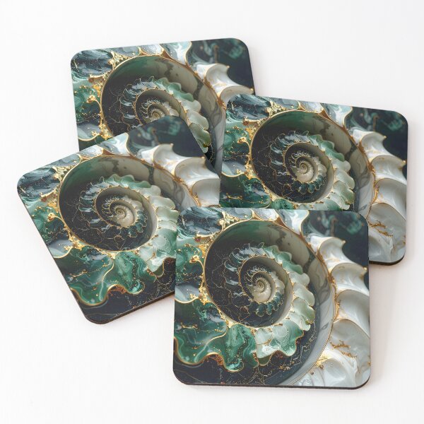 Item preview, Intricate Spiral Cascade in Green and White designed and sold by Vicky Brago-Mitchell®.