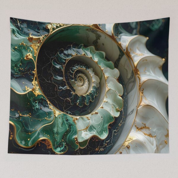 Item preview, Intricate Spiral Cascade in Green and White designed and sold by Vicky Brago-Mitchell®.