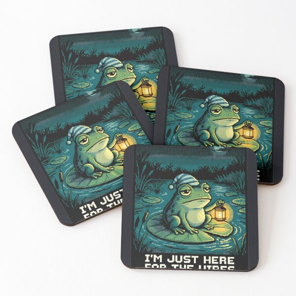 Item preview, I'm Just Here For The Vibes - Sleepy Frog Pixel Art designed and sold by Arobinoz.