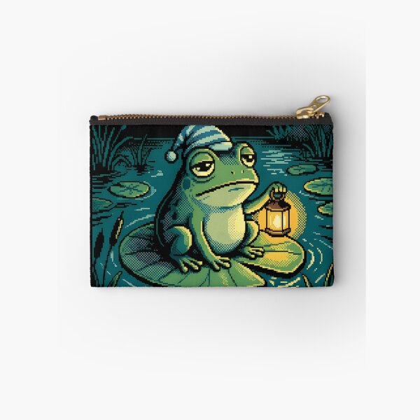 Item preview, I'm Just Here For The Vibes - Sleepy Frog Pixel Art designed and sold by Arobinoz.