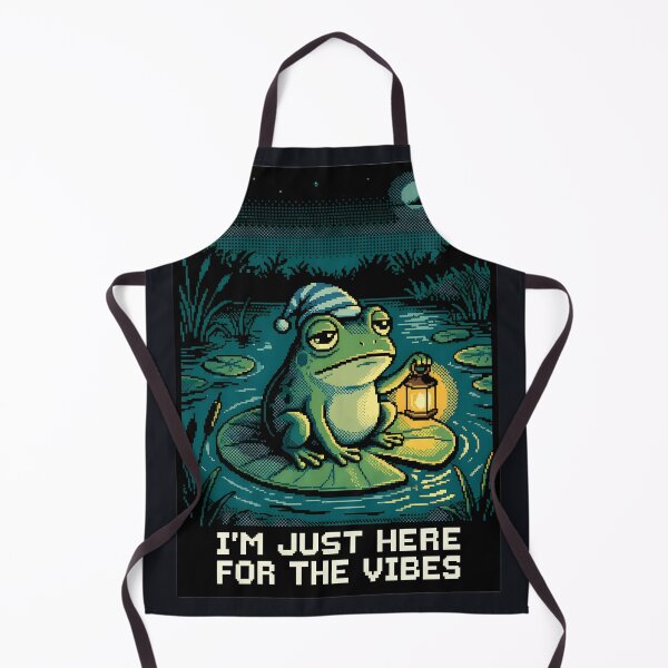 Item preview, I'm Just Here For The Vibes - Sleepy Frog Pixel Art designed and sold by Arobinoz.