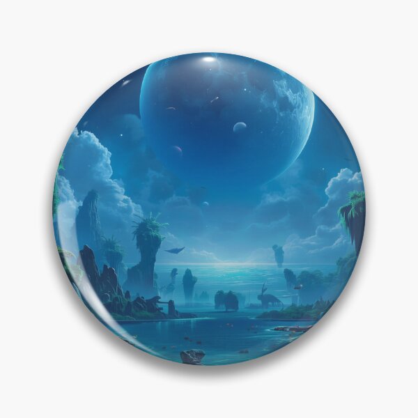 Item preview, Sapphire Moon Ocean Alien Fantasy Landscape designed and sold by Luminous Wilds.