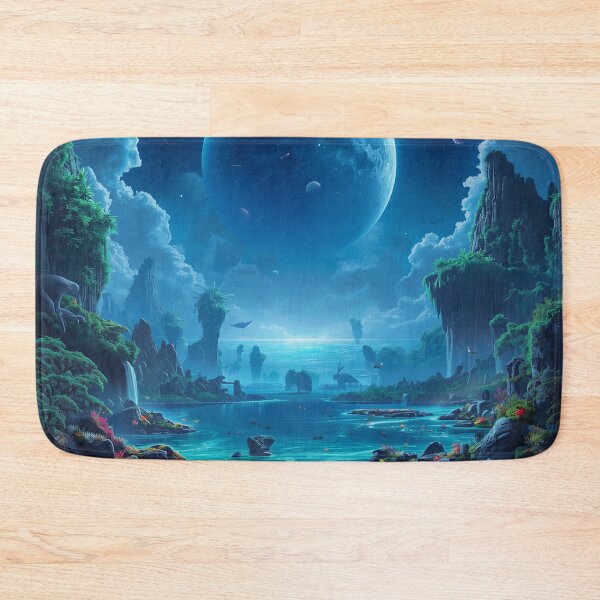 Item preview, Sapphire Moon Ocean Alien Fantasy Landscape designed and sold by Luminous Wilds.