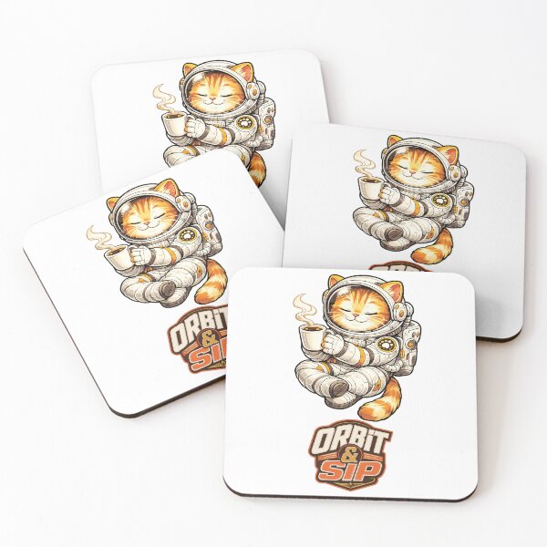 Item preview, Orbit & Sip | Cute Astronaut Cat Coffee Space Illustration designed and sold by Jaani-T.