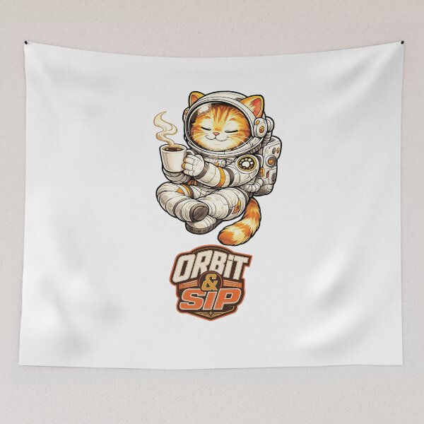Item preview, Orbit & Sip | Cute Astronaut Cat Coffee Space Illustration designed and sold by Jaani-T.