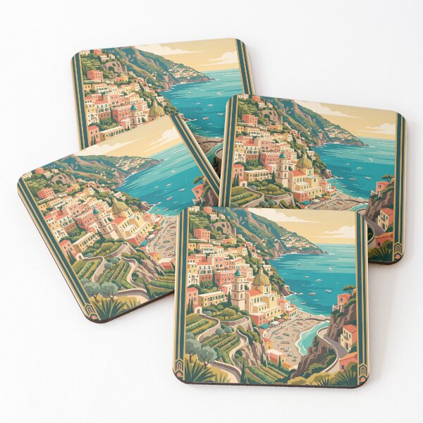 Item preview, Positano Italy Vintage Travel Poster designed and sold by Bomax121.