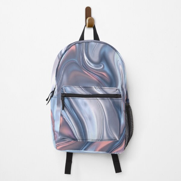 Item preview, Iridescent Liquid Metal Abstract Waves in Silver Blue and Pink designed and sold by RokaCircles.