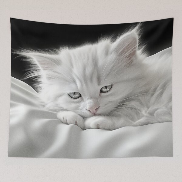 Item preview, White Kitten Sleeping on Silk designed and sold by djovan.