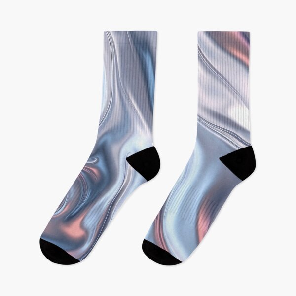 Item preview, Iridescent Liquid Metal Abstract Waves in Silver Blue and Pink designed and sold by RokaCircles.
