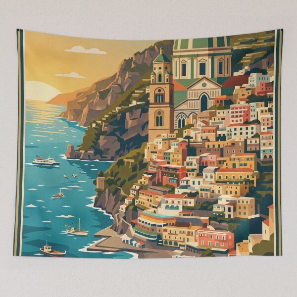 Item preview, Amalfi Italy Vintage Travel Poster designed and sold by Bomax121.