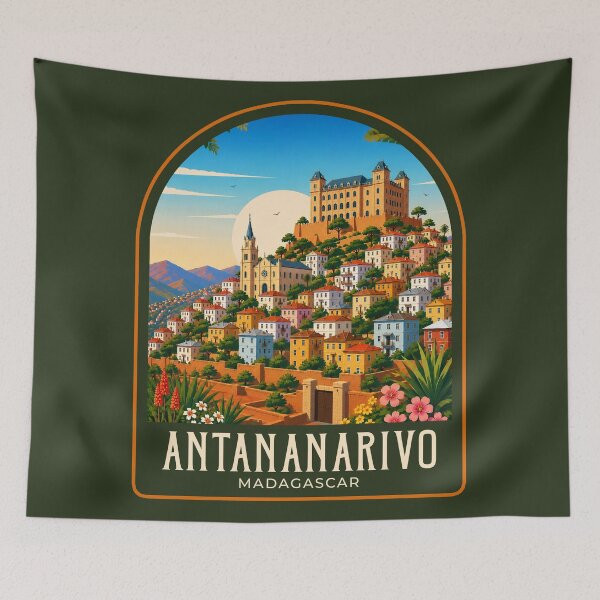 Item preview, Antananarivo Vintage Travel Illustration designed and sold by HomeLivingCo.