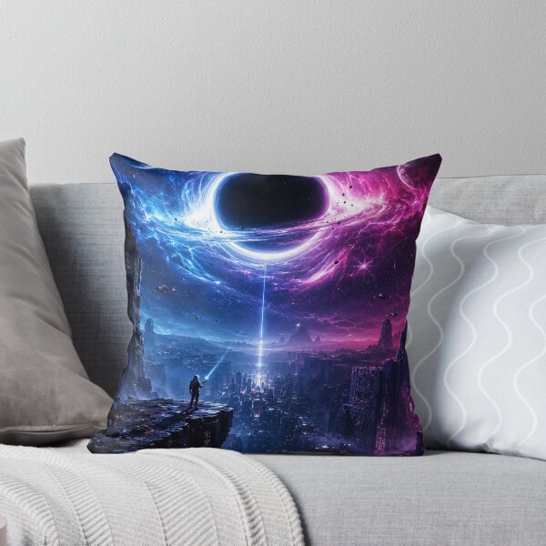 Item preview, The Last Signal – Epic Black Hole Sci-Fi City Artwork designed and sold by NebulaRiotStudio.