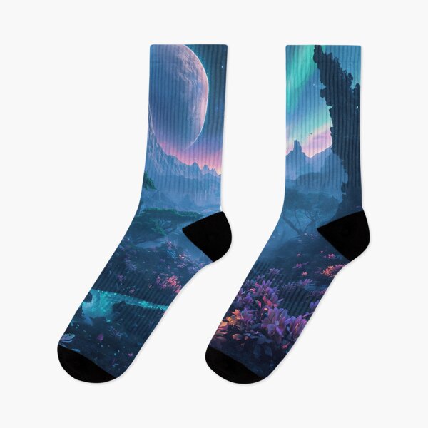 Item preview, Cosmic Bioluminescent Valley Alien Landscape designed and sold by Luminous Wilds.