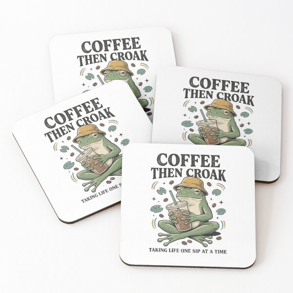 Item preview, Coffee Then Croak Frog designed and sold by Roy & Tiffany.