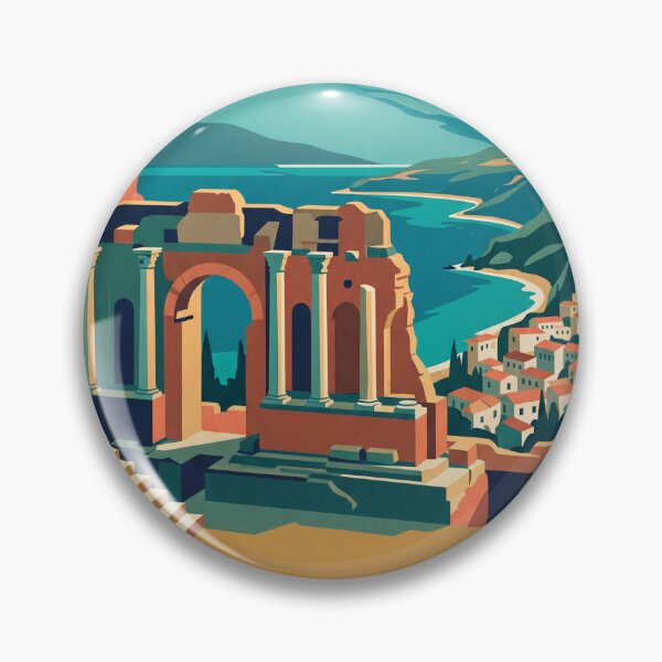 Item preview, Taormina Italy Vintage Travel Poster designed and sold by Bomax121.