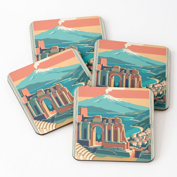 Item preview, Taormina Italy Vintage Travel Poster designed and sold by Bomax121.