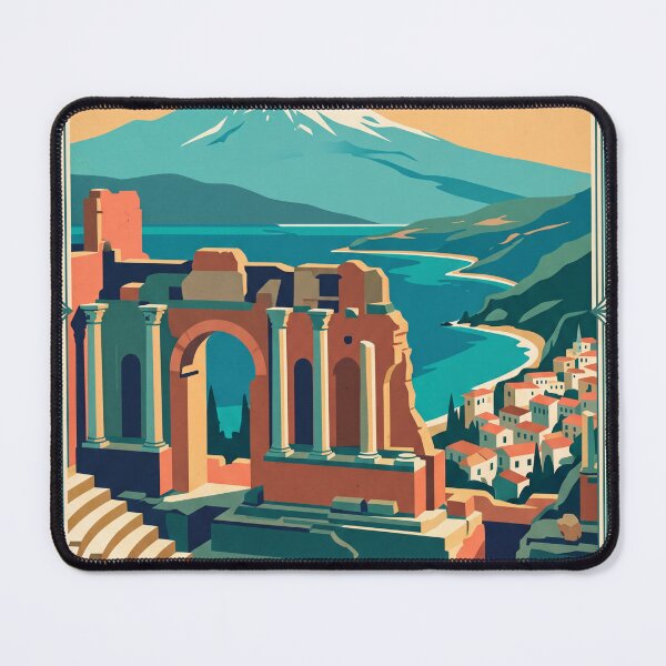 Item preview, Taormina Italy Vintage Travel Poster designed and sold by Bomax121.