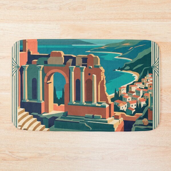 Item preview, Taormina Italy Vintage Travel Poster designed and sold by Bomax121.
