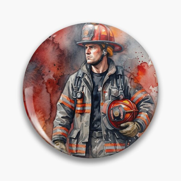 Item preview, Brave Heroic Firefighter Watercolor Portrait Intense Artistic Tribute designed and sold by Pride Emblem Prints.