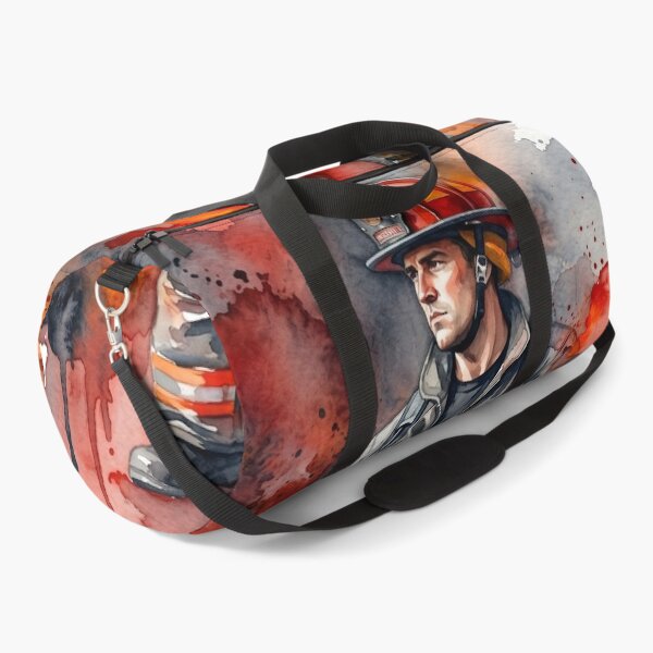 Item preview, Brave Heroic Firefighter Watercolor Portrait Intense Artistic Tribute designed and sold by Pride Emblem Prints.