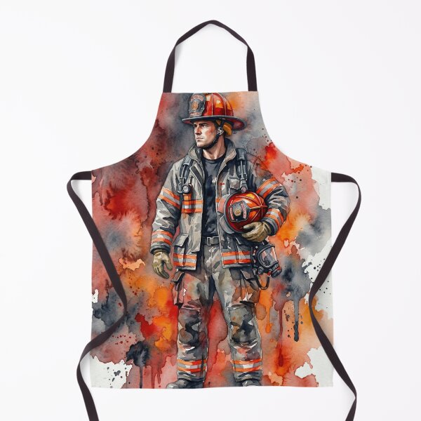 Item preview, Brave Heroic Firefighter Watercolor Portrait Intense Artistic Tribute designed and sold by Pride Emblem Prints.