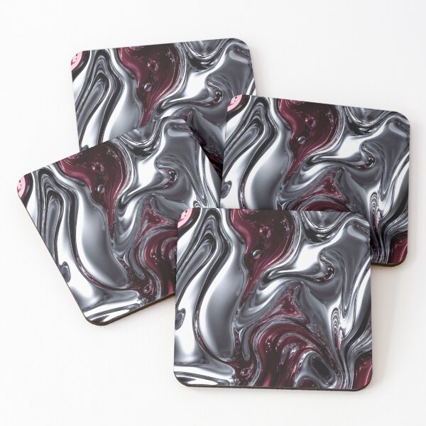 Item preview, Burgundy & Chrome Liquid Metal Abstract – Luxury Metallic Flow designed and sold by RokaCircles.