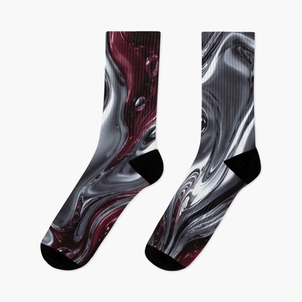 Item preview, Burgundy & Chrome Liquid Metal Abstract – Luxury Metallic Flow designed and sold by RokaCircles.