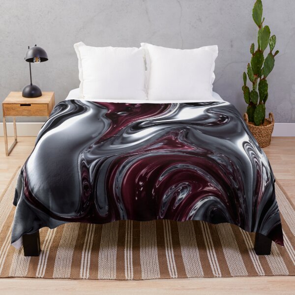 Item preview, Burgundy & Chrome Liquid Metal Abstract – Luxury Metallic Flow designed and sold by RokaCircles.