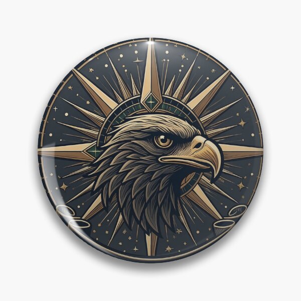 Item preview, Golden Celestial Eagle Compass Crest Emblem Art designed and sold by MosgYga.