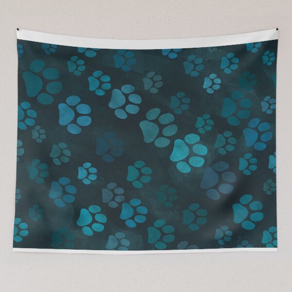 Item preview, Dark Cyan and Light blue Paw Prints  designed and sold by TedraOrtega.
