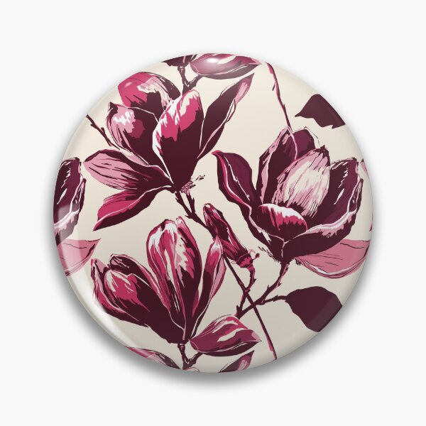 Item preview, Magnolia Flower Pattern | Burgundy Floral Botanical Print | Elegant Vintage Bloom Design designed and sold by MonNoir.