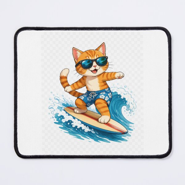 Item preview, Surfing Cat – Cute Beach Cat Riding the Waves designed and sold by RipantinaFantasy .