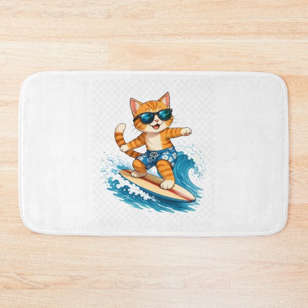 Item preview, Surfing Cat – Cute Beach Cat Riding the Waves designed and sold by RipantinaFantasy .