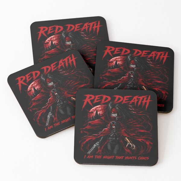 Item preview, Red Death | I Am The Night That Hunts Chaos | Dark Gothic Assassin- Red Cape Blindfold Horror -Aesthetic Design designed and sold by TTdesigns123.