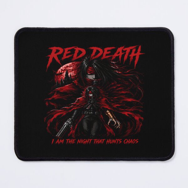 Item preview, Red Death | I Am The Night That Hunts Chaos | Dark Gothic Assassin- Red Cape Blindfold Horror -Aesthetic Design designed and sold by TTdesigns123.